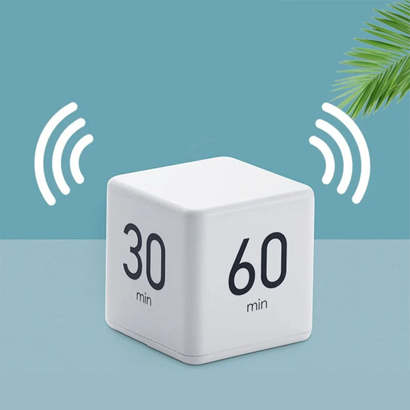 Portable Digital Cube Timer with Gravity Flip Countdown and Adjustable Alarm