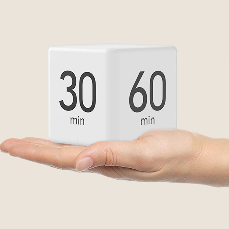 Portable Digital Cube Timer with Gravity Flip Countdown and Adjustable Alarm
