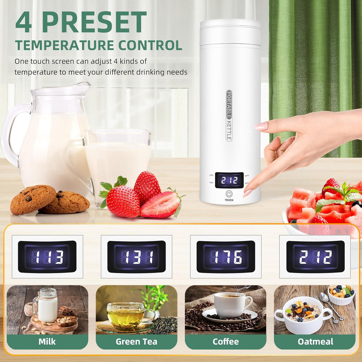 Portable Electric Travel Kettle Compact Stainless Steel Smart Kettle with LCD Display