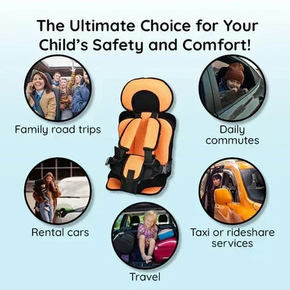 Portable Foldable Child Car Booster Seat with 5-Point Harness
