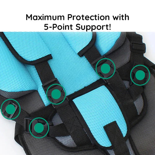 Portable Foldable Child Car Booster Seat with 5-Point Harness