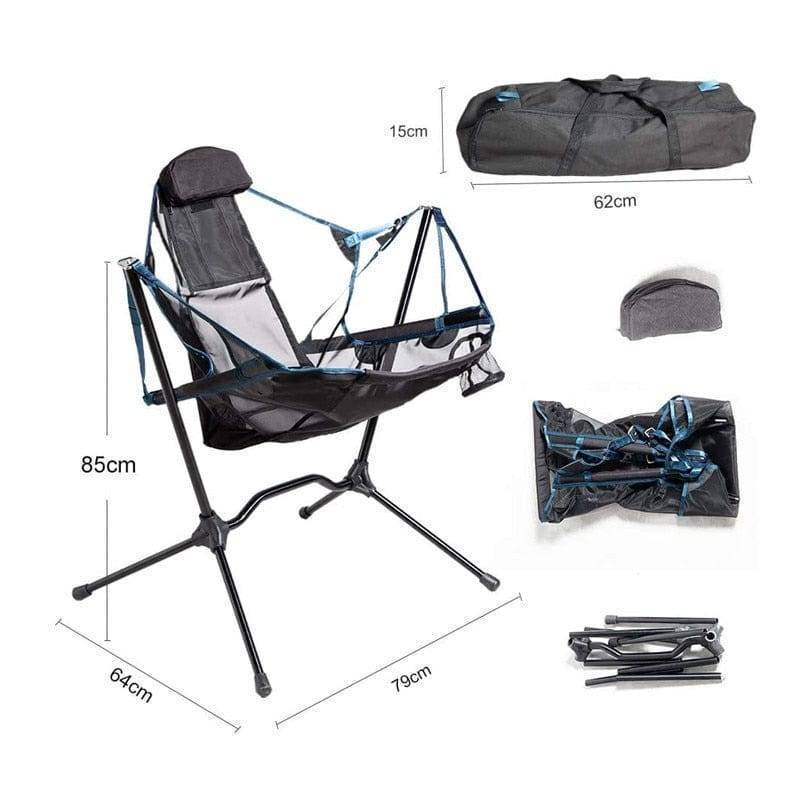 Portable Folding Outdoor Rocking Chair with Pillow
