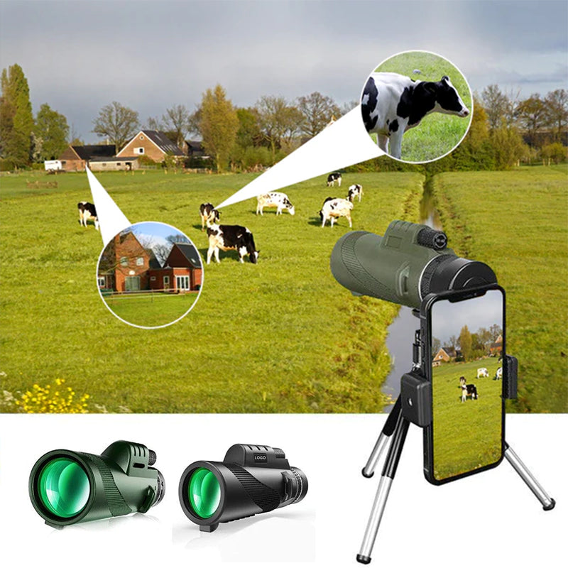 Portable HD Telescope with BAK4 Prism Optics and Smartphone Adapter