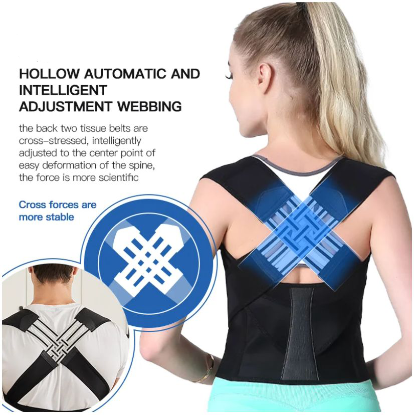Posture Support Belt with Double-Cross Straps for Back and Shoulders