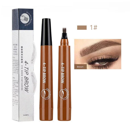 Precision Eyebrow Pencil with 4-Tip Applicator and Waterproof Formula