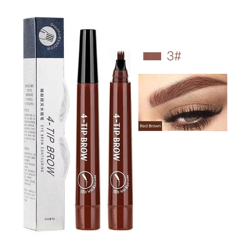 Precision Eyebrow Pencil with 4-Tip Applicator and Waterproof Formula