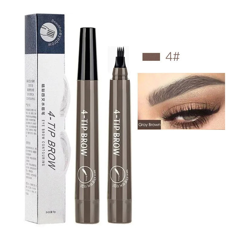 Precision Eyebrow Pencil with 4-Tip Applicator and Waterproof Formula