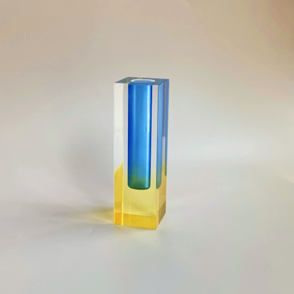 Prism Acrylic Vase and Desk Organiser with Geometric Design and Rainbow Light Effect