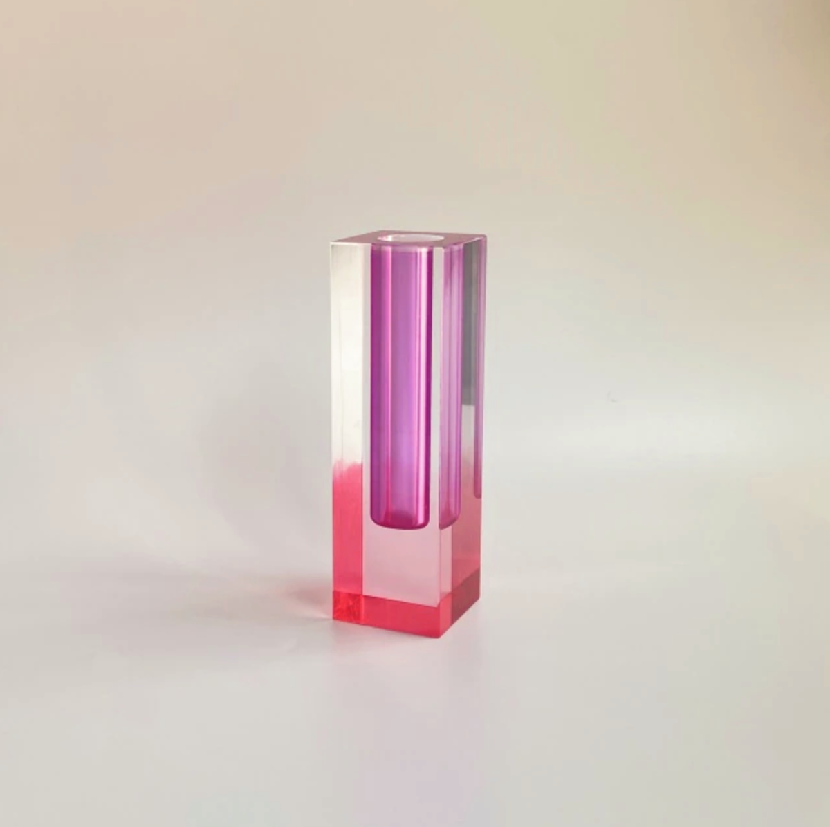 Prism Acrylic Vase and Desk Organiser with Geometric Design and Rainbow Light Effect