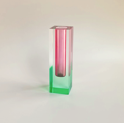 Prism Acrylic Vase and Desk Organiser with Geometric Design and Rainbow Light Effect