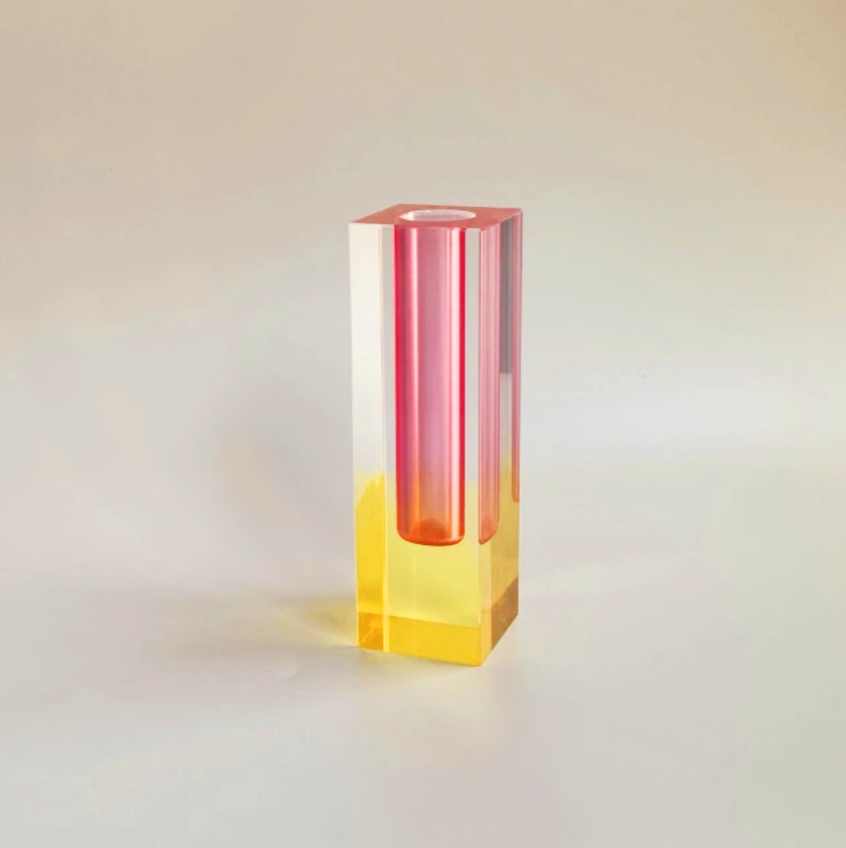 Prism Acrylic Vase and Desk Organiser with Geometric Design and Rainbow Light Effect