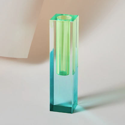 Prism Acrylic Vase and Desk Organiser with Geometric Design and Rainbow Light Effect
