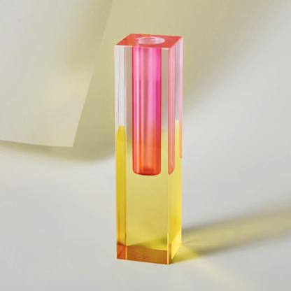 Prism Acrylic Vase and Desk Organiser with Geometric Design and Rainbow Light Effect