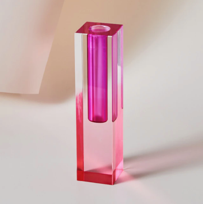 Prism Acrylic Vase and Desk Organiser with Geometric Design and Rainbow Light Effect