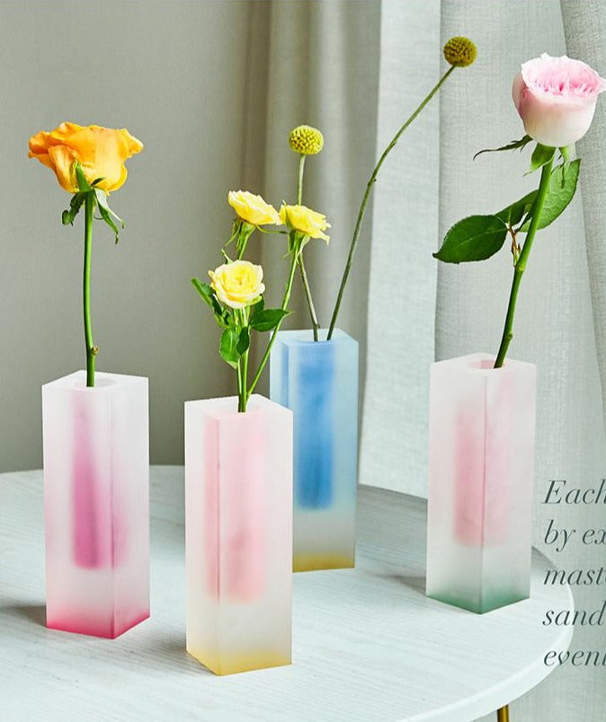 Prism Acrylic Vase and Desk Organiser with Geometric Design and Rainbow Light Effect