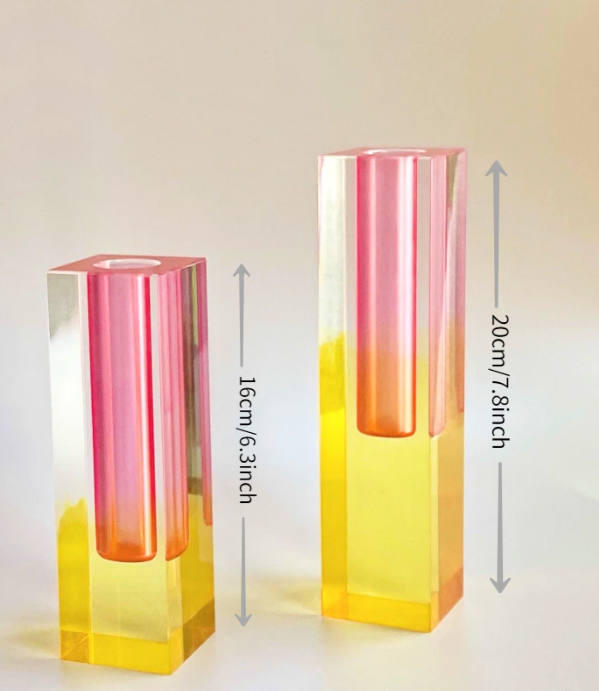 Prism Acrylic Vase and Desk Organiser with Geometric Design and Rainbow Light Effect