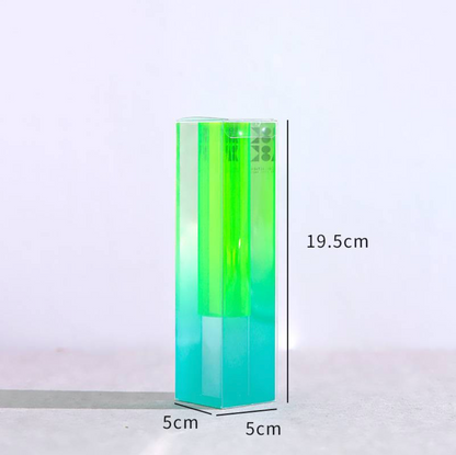 Prism Acrylic Vase and Desk Organiser with Geometric Design and Rainbow Light Effect