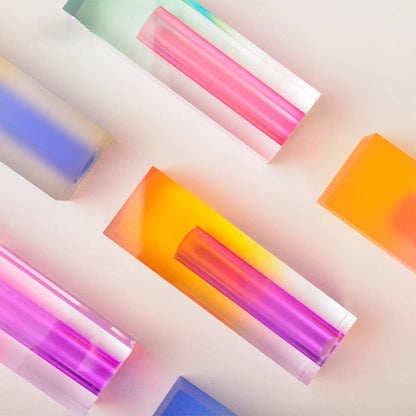 Prism Acrylic Vase and Desk Organiser with Geometric Design and Rainbow Light Effect