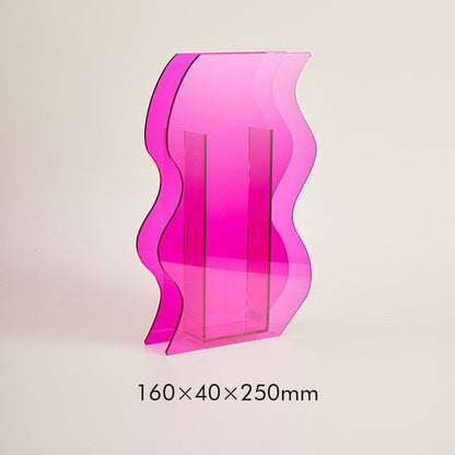 Prismatic Acrylic Vase with Abstract Geometric Design for Desktop Decor