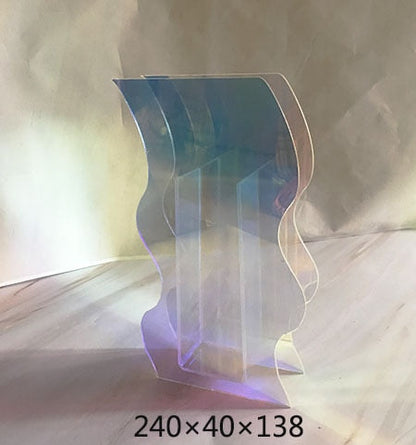 Prismatic Acrylic Vase with Abstract Geometric Design for Desktop Decor