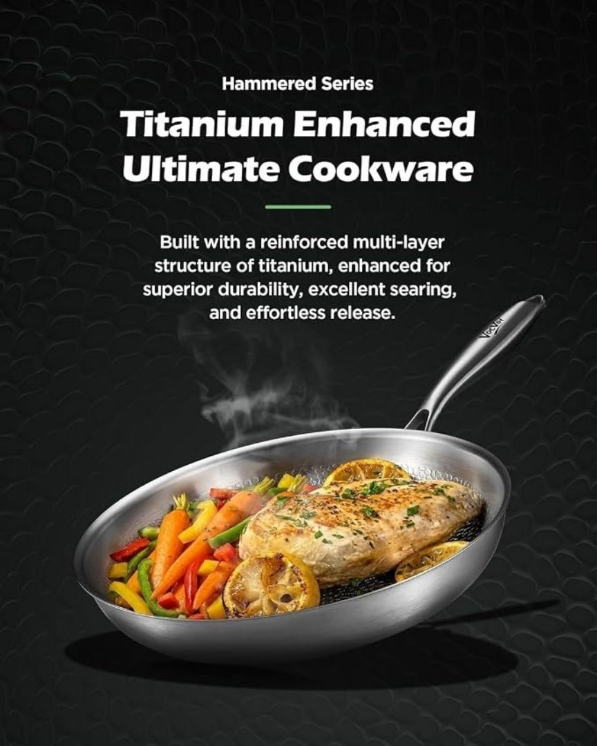 Pure Titanium Induction Frying Pan with Hammered Surface