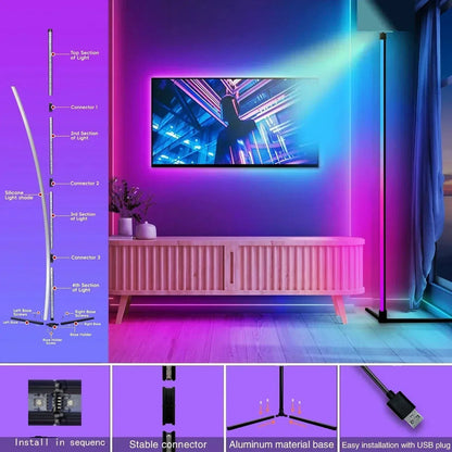 RGB Corner Lamp with Remote Control, Adjustable Brightness and Colour Effects