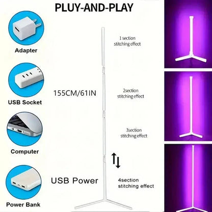 RGB Corner Lamp with Remote Control, Adjustable Brightness and Colour Effects