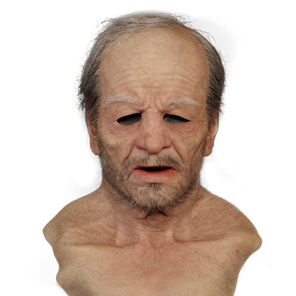Realistic Old Man Latex Mask with Movable Mouth for Halloween Cosplay