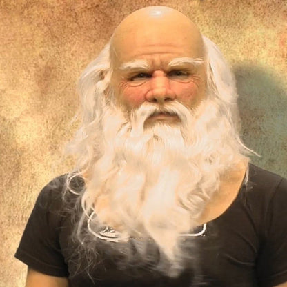 Realistic Old Man Latex Mask with Movable Mouth for Halloween Cosplay