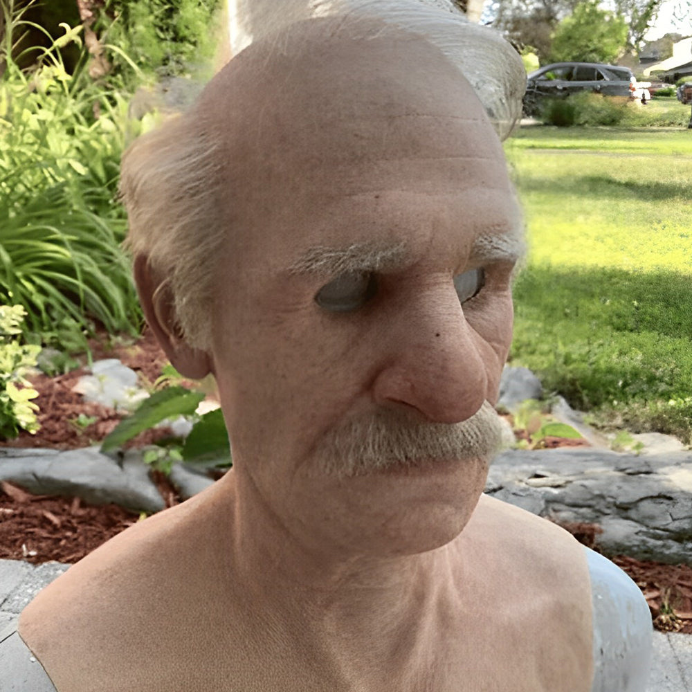 Realistic Old Man Latex Mask with Movable Mouth for Halloween Cosplay