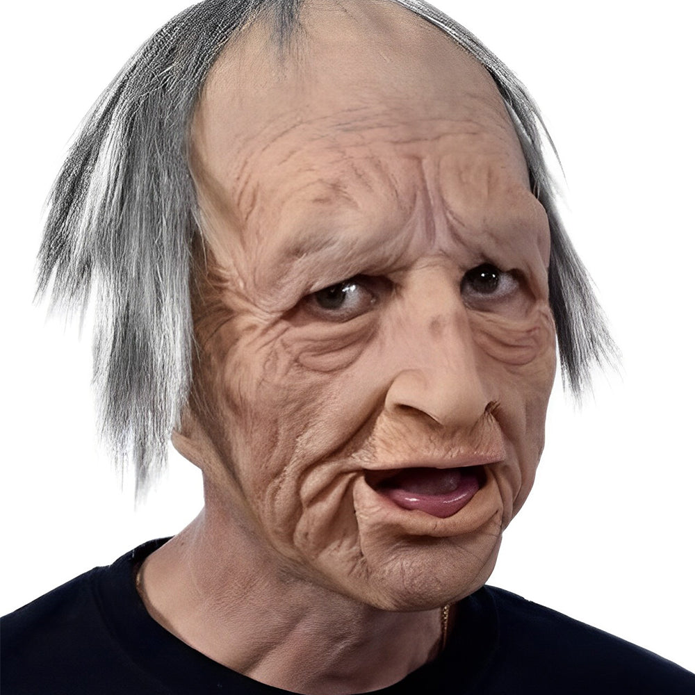 Realistic Old Man Latex Mask with Movable Mouth for Halloween Cosplay