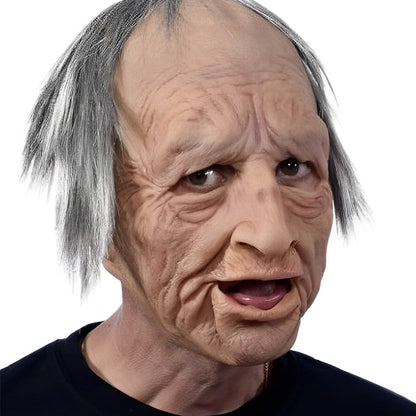 Realistic Old Man Latex Mask with Movable Mouth for Halloween Cosplay