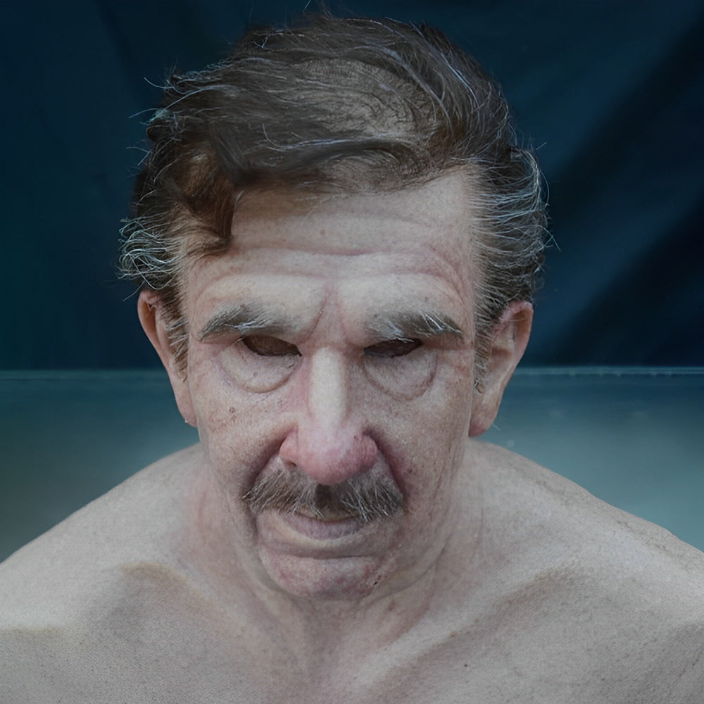 Realistic Old Man Latex Mask with Movable Mouth for Halloween Cosplay