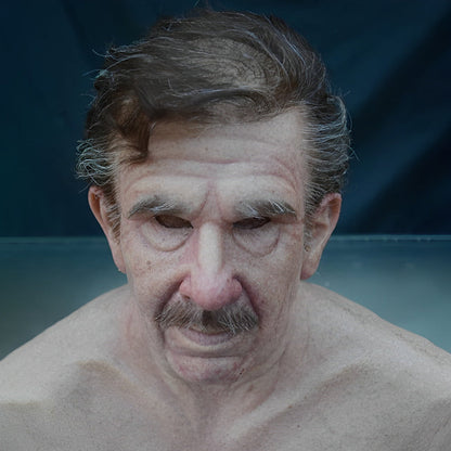 Realistic Old Man Latex Mask with Movable Mouth for Halloween Cosplay