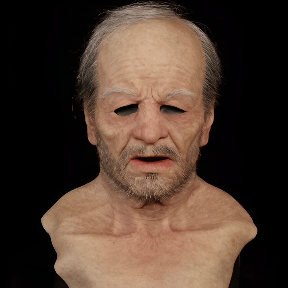 Realistic Old Man Latex Mask with Movable Mouth for Halloween Cosplay