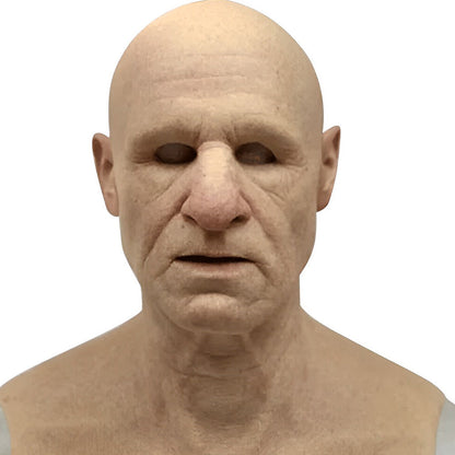 Realistic Old Man Latex Mask with Movable Mouth for Halloween Cosplay