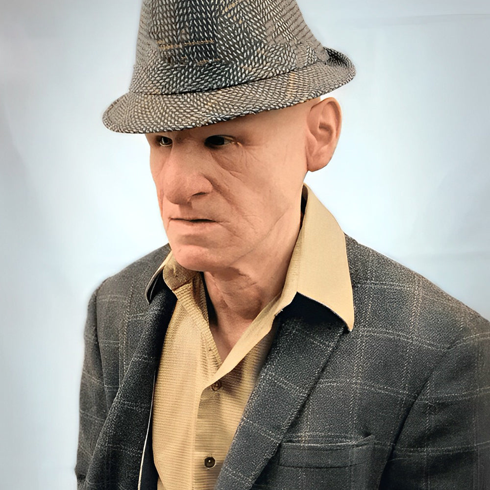 Realistic Old Man Latex Mask with Movable Mouth for Halloween Cosplay