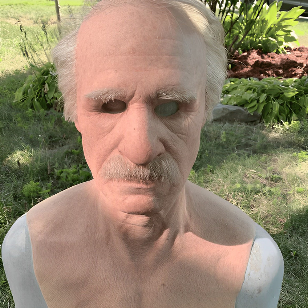 Realistic Old Man Latex Mask with Movable Mouth for Halloween Cosplay