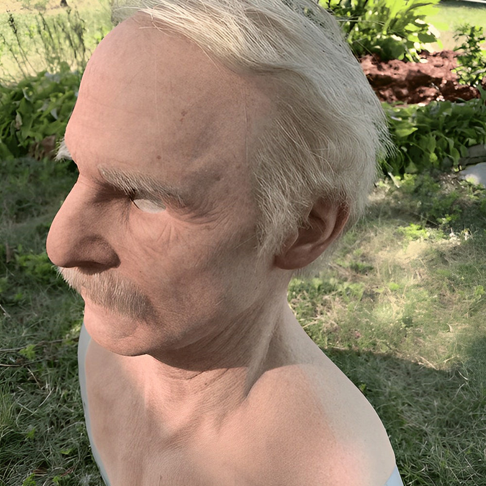 Realistic Old Man Latex Mask with Movable Mouth for Halloween Cosplay