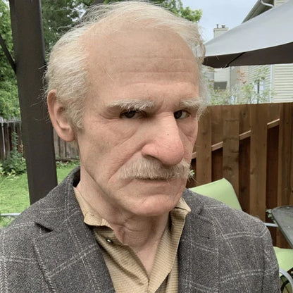 Realistic Old Man Latex Mask with Movable Mouth for Halloween Cosplay