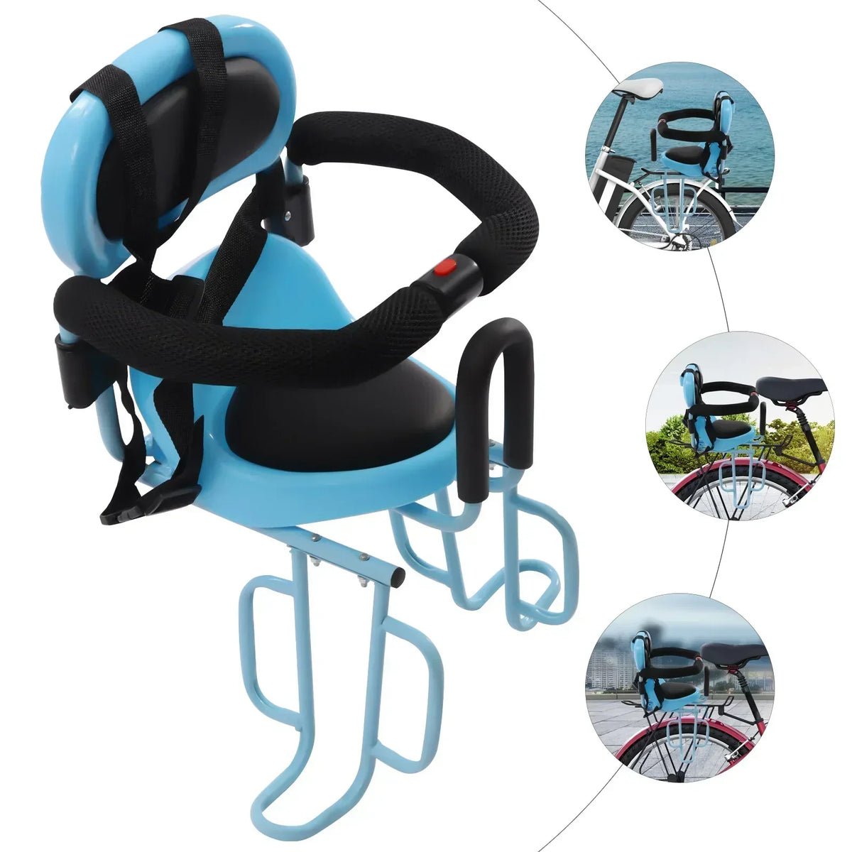 Rear Mounted Child Bike Seat with Backrest and Footrests