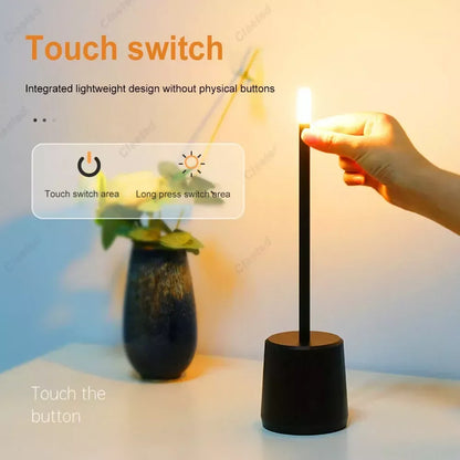 Rechargeable LED Table Lamp with Stepless Dimming and Crystal Shade