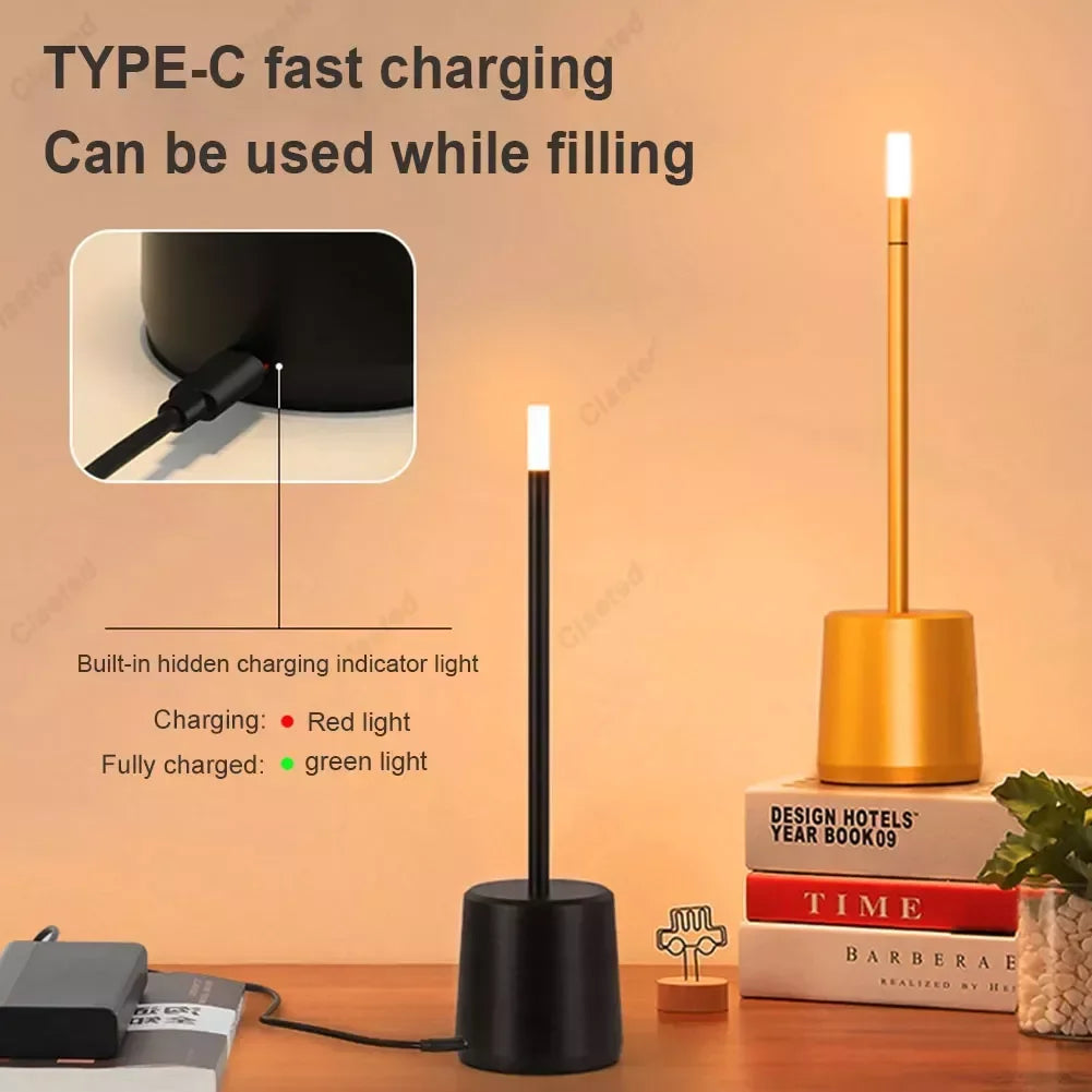 Rechargeable LED Table Lamp with Stepless Dimming and Crystal Shade