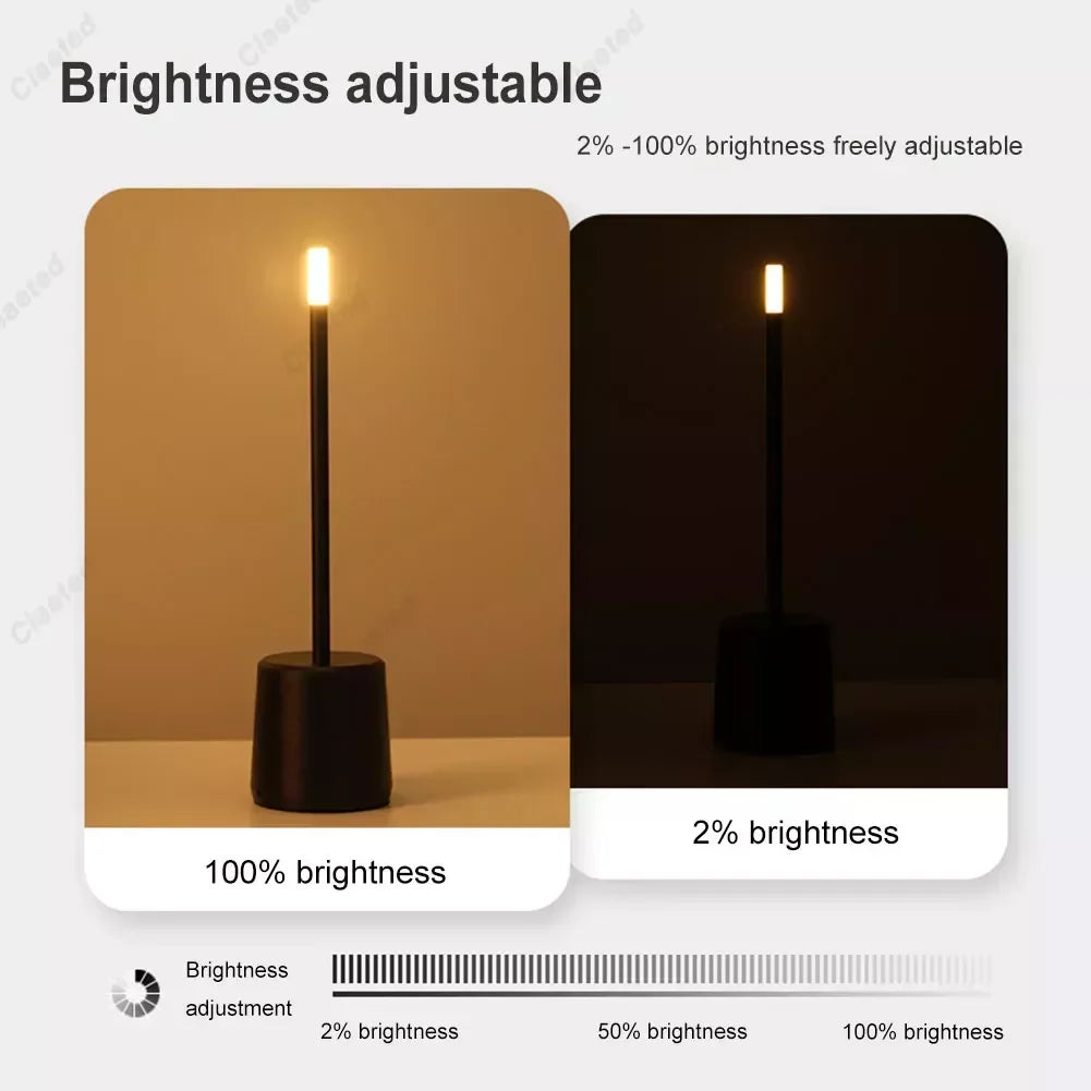 Rechargeable LED Table Lamp with Stepless Dimming and Crystal Shade