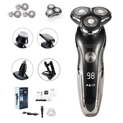 Rechargeable Wet and Dry Shaver with LCD Battery Display