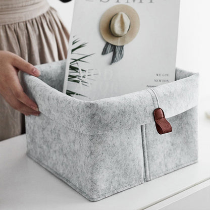 Rectangular Felt Storage Baskets with Foldable Rim