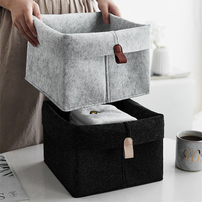 Rectangular Felt Storage Baskets with Foldable Rim