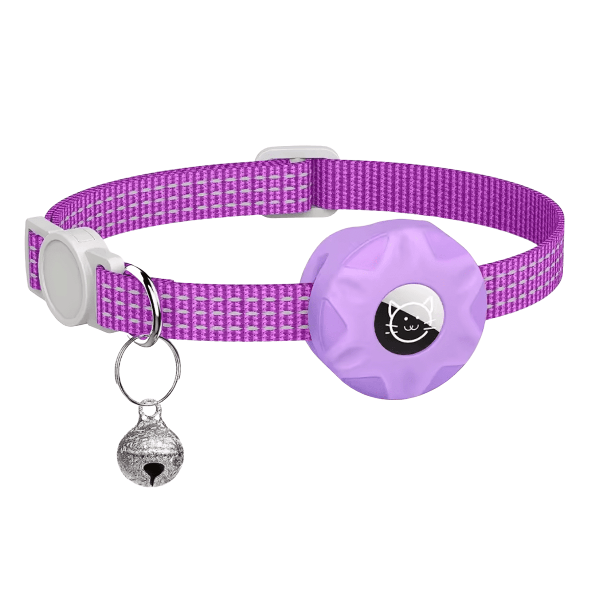 Reflective Cat Collar with Bluetooth Pet Tracker Holder and Adjustable Fit