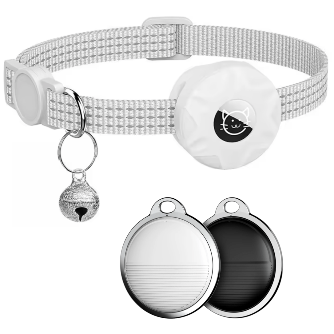 Reflective Cat Collar with Bluetooth Pet Tracker Holder and Adjustable Fit