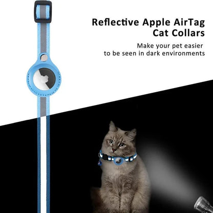 Reflective Cat Collar with GPS Tracker Holder and Bell